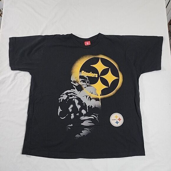Pittsburgh Steelers NFL T-Shirt Mens BIG 4X Short Sleeve All Over Print‎ Black - Picture 1 of 11